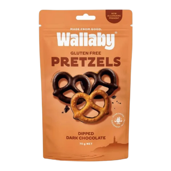 Wallaby Gf Pretzels Dipped Dark Choc 70g