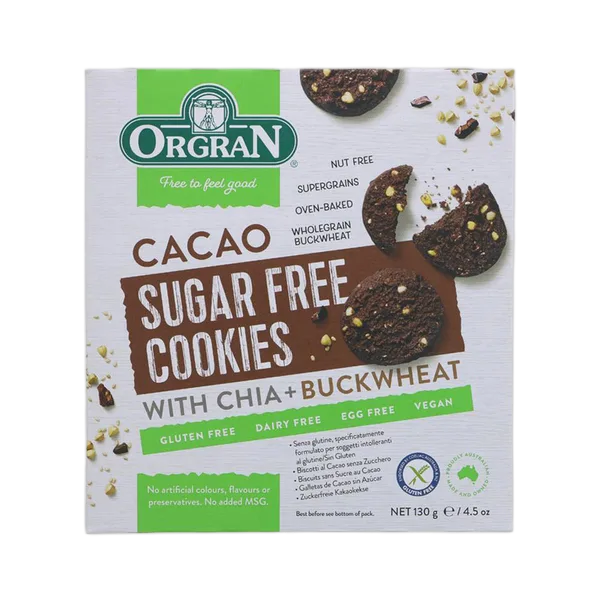 Orgran S/F Cacao Cookies With Chia+B/Wheat 130g
