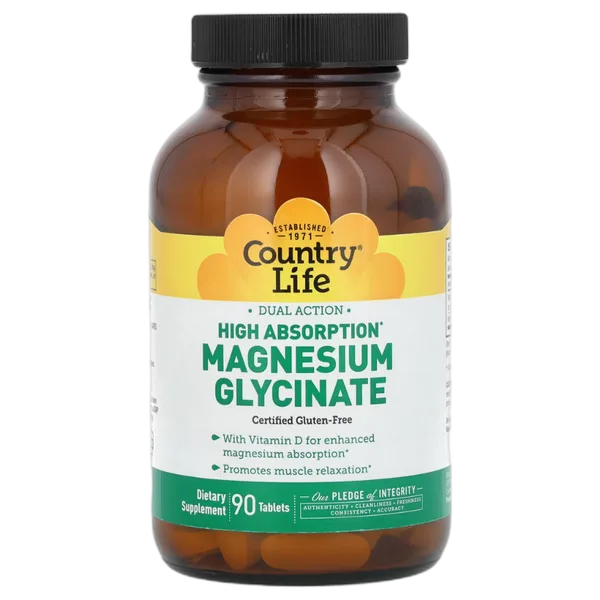 Country Life Dual Action Chelated Magnesium Glycinate 350mg Tabs 90’S