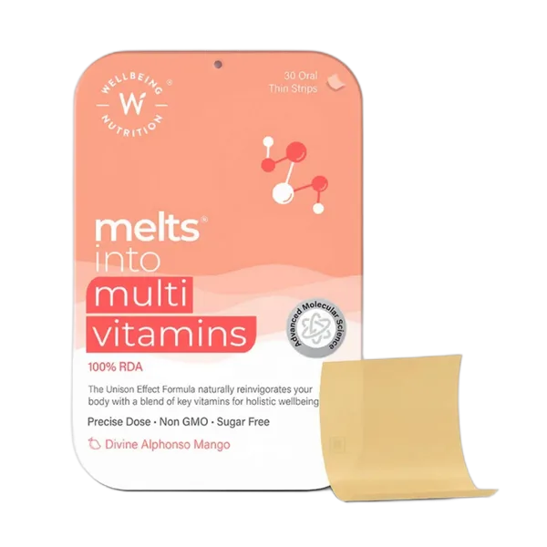Wellbeing Nutrition Melts Multi Vitamins Alphonso Mango Strips 30s