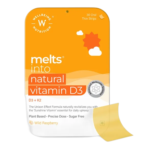 Wellbeing Nutrition Melts Vit. D3+K2 Wild R/Berry Strips 30s