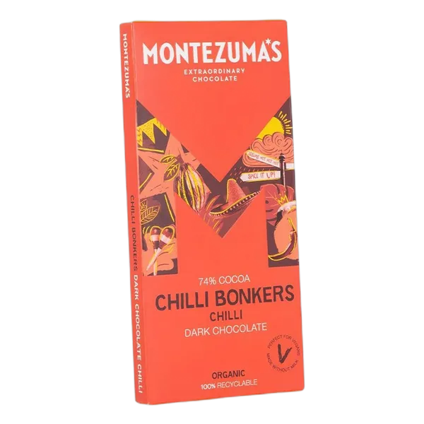 Montezuma'S Org Chilli Bonkers Dark Choc (74% Cocoa) 90g