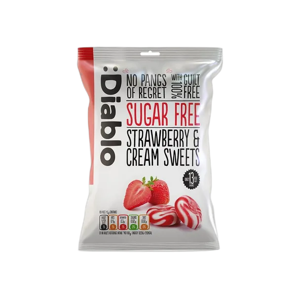 Diablo Sf Strawberry & Cream Sweets  75g #Swt-075-Str-P16