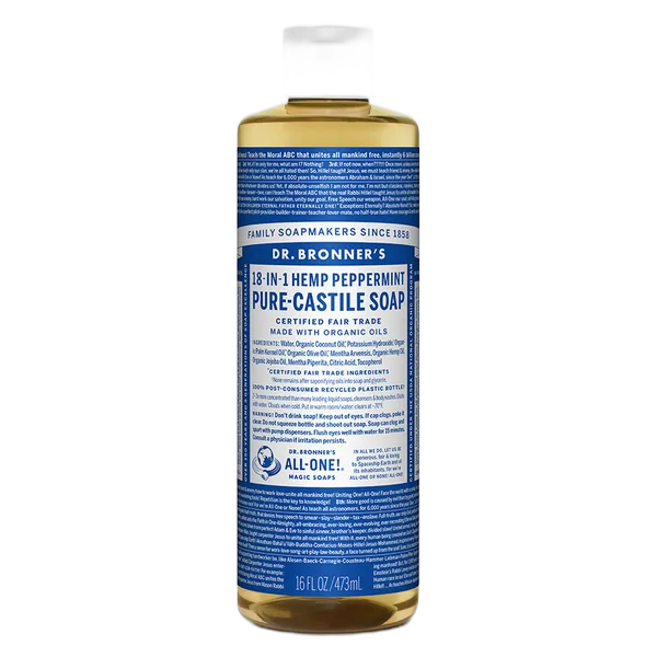 Dr Bron M Org Peppermint Liq Soap 16oz/473ml