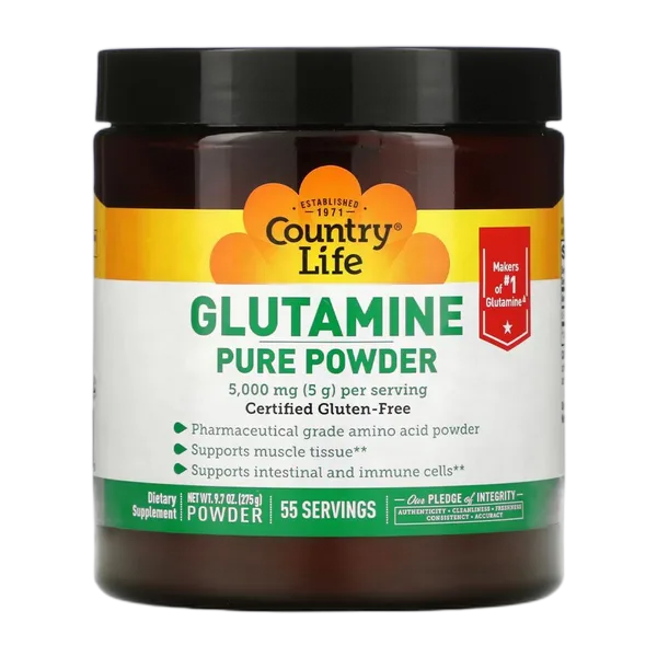Country Life Glutamine Pure Powder  55svs9.7oz  5000 Mg 275g