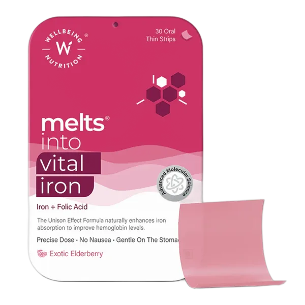 Wellbeing Nutrition Melts Vital Iron Exotic E/Berry Strips 30s