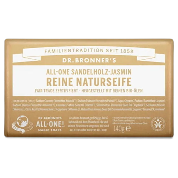 Dr Bron M Org Hemp S/Wood Jasmine Bar Soap 5oz/140g
