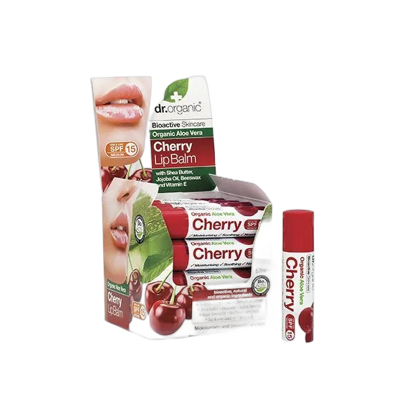 Dr Organic Aloe Vera Cherry Lip Balm Spf15 5.7ml