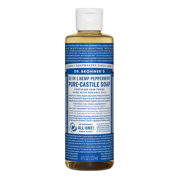Dr Bron M Org Peppermint Liq Soap 8oz/237ml