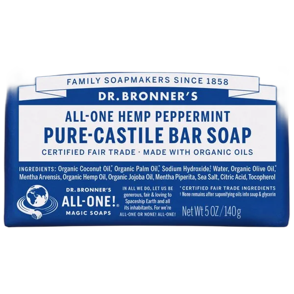 Dr Bron M Org Peppermint Bar Soap 5oz/140g