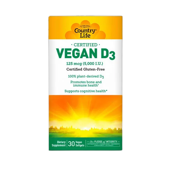Country Life Vegan D3 125mcg (5,000 I.U) 30’S