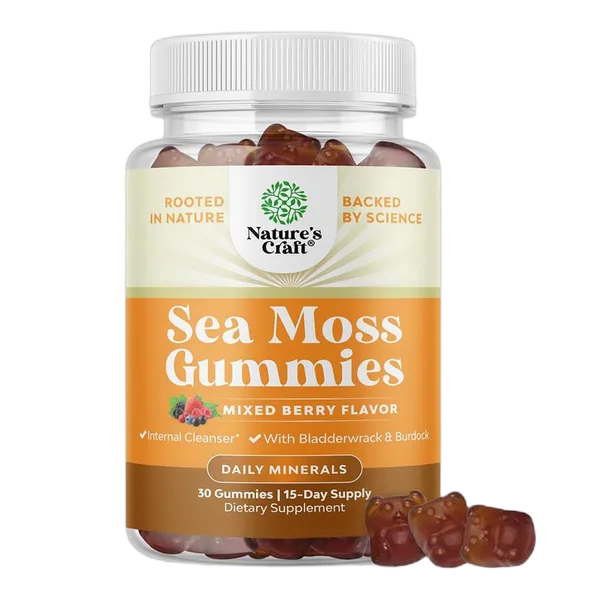 Nature’S Craft Sea Moss Mixed Berry Flavor Gummies 30’S