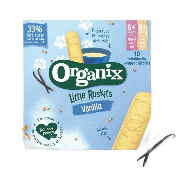 Organix Little Ruskits Vanilla Biscuits 60g #673214 (X10)