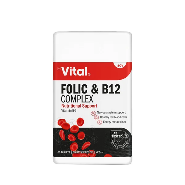 Vital Folic & Vit B12 Complex Tabs 60’S