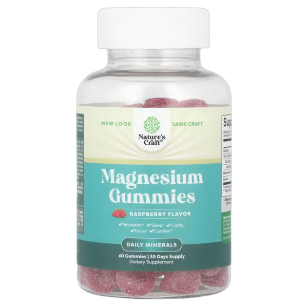 Nature’S Craft Magnesium Raspberry Flavor Gummies 60’S