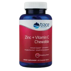 Trace Minerals Zinc + Vit C Chewable Raspberry 60s