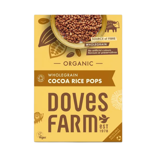 Doves Org Whole Grain Cocoa Rice Pops 300g