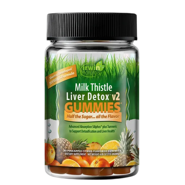 Irwin Naturals Milk Thistle Liver Detox V2 Pineapple Citrus Flavor Gummies 30’S