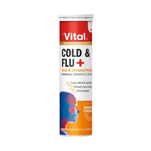 Vital Cold & Flu+ Orange Flavor Tabs 10’S