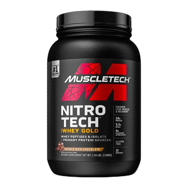 Muscletech Whey Perf Series Nitrotech Whey Gold Double Rich Choc 1.02kg