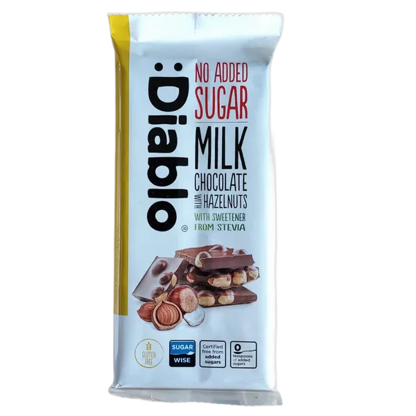 Diablo Nas Gf Milk Hazelnut Chocolate With Stevia 75g #Chk-075-Hzs-P15