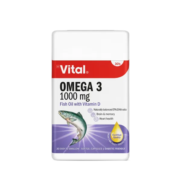 Vital Omega 3 1000mg Caps 30’S