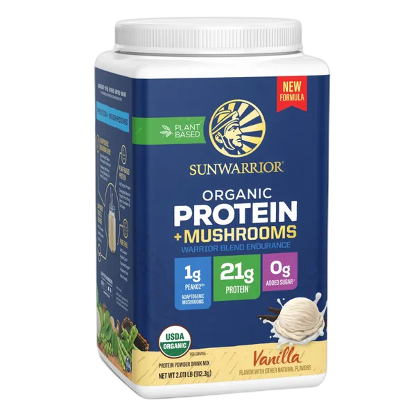 Sunwarrior Blend Endurance Gf Org Protein + Mushrooms Vanilla Powder 25svs 912.6g