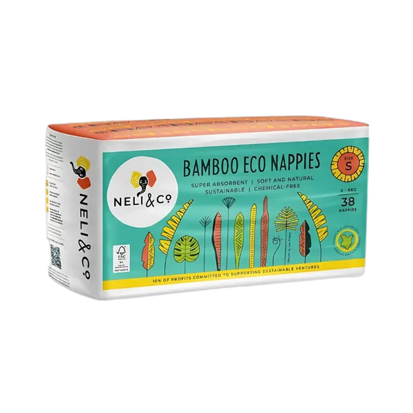 Neli & Co Bamboo Nappies (S) 0-6kgs 38’S