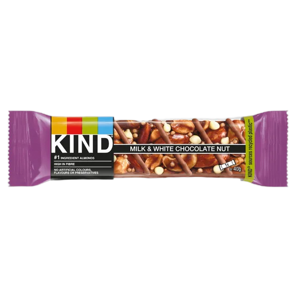 Kind Gf Milk & White Choc Nut Bar 40g