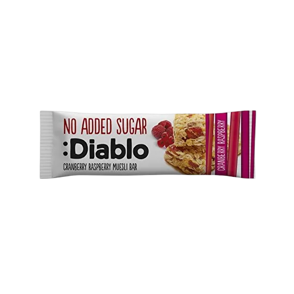 Diablo No Added Sugar Cranberry And Raspberry Muesli Bar 30g