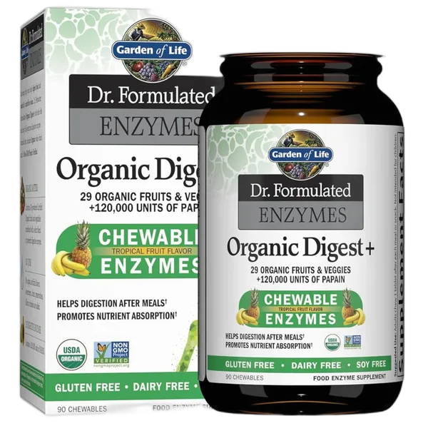 Garden Of Life Dr Formulated Chewable Enzymes Org Digest Tropical Fruit 90