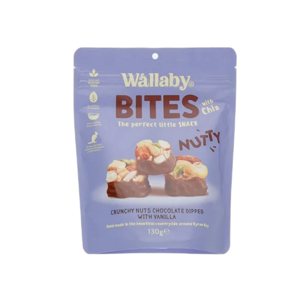Wallaby Bites Crunchy Nuts Choc Dipped Vanilla 130g
