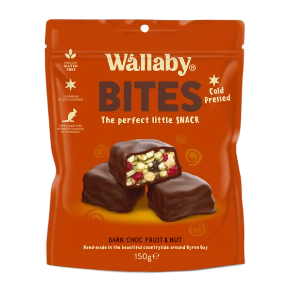 Wallaby Bites Dark Choc Fruit & Fruit 150g