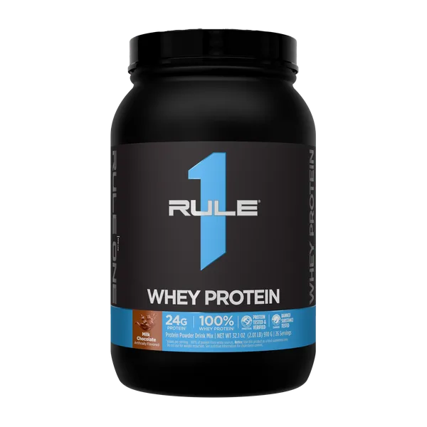 Rule 1 Gf 100% Whey Prot. Milk Choc Pwdr 26svs/910g #Ru0377