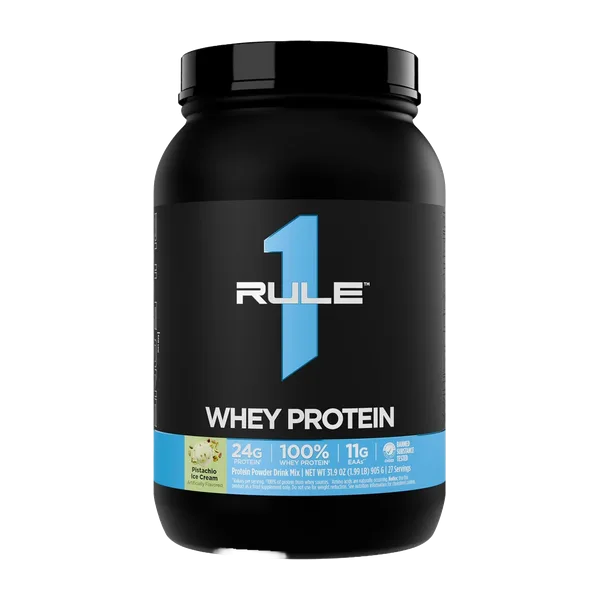 Rule 1 Gf 100% Whey Prot. Pistachio Ice Cream Pwdr 27svs/905g #Ru0378