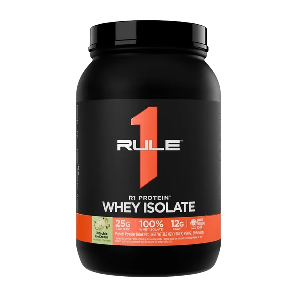 Rule 1 Gf 100% Whey Prot. Isolate Pistachio Ice Cream Pwdr 30svs/900g #Ru0374