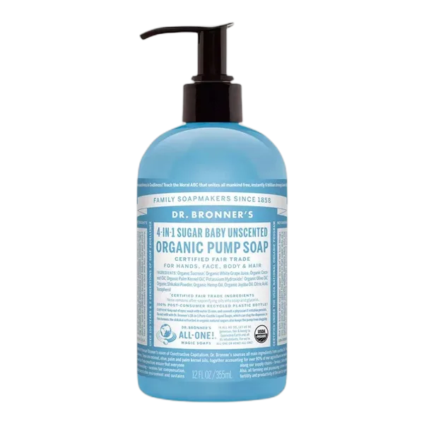 Dr Bron M Org 4 In 1 Baby Unscented Sugar Liq Soap 12oz/355ml #Sd0504