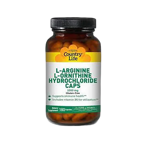 Country Life L-Arginine L-Ornithine Hydrochloride 100mg 180caps #Cl1037