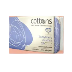 Cottons 100% Natural Pantyliners Ultra-Thin 24's#09102
