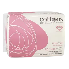 Cottons 100% Natural Ultra-Thin Pads Super 12's#09104