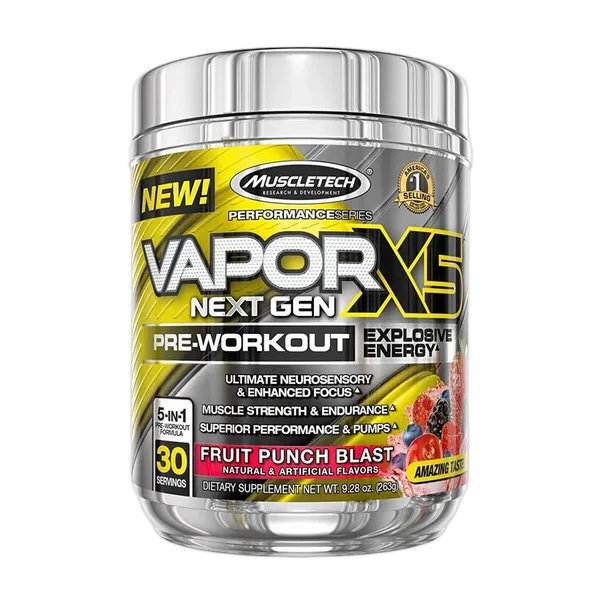 Muscle Tech Perf. Series Vapor-X5 Next Gen Pre-Workout Fruit Punch Blast 263g