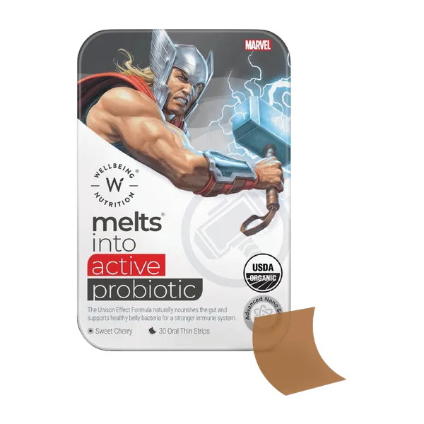 Wellbeing Nutrition Melts Active Probiotic Marvel Sweet Cherry Strips 30'S