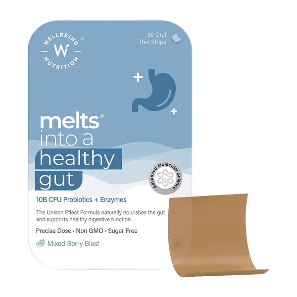 Wellbeing Nutrition Melts Healthy Gut Mixed Berry Blast Strips 30'S