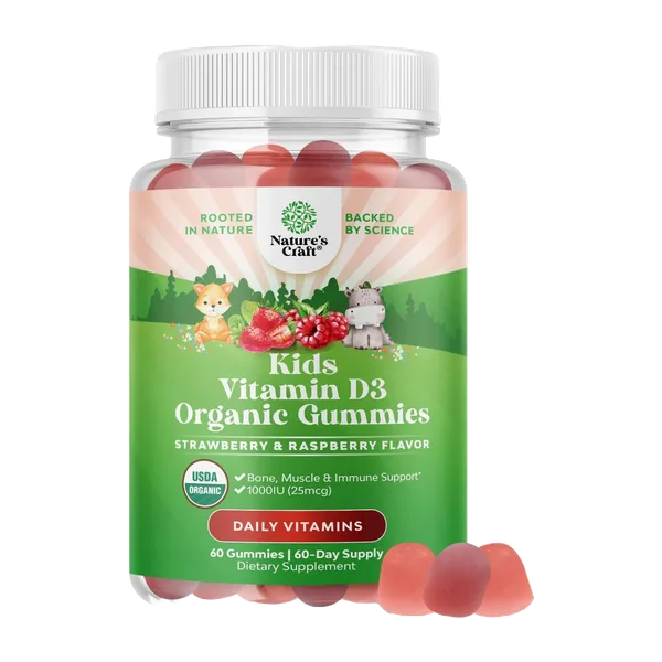Nature'S Craft Kids Vitamin D3 Organic Strawberry & Raspberry Flavour Gummies 60'S