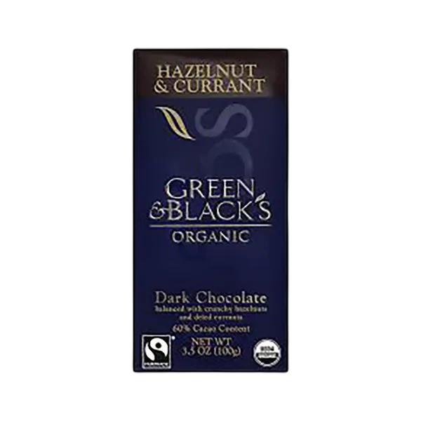 Green & Black'S Org Hazel/Currant Dark Choc 90gm M133p
